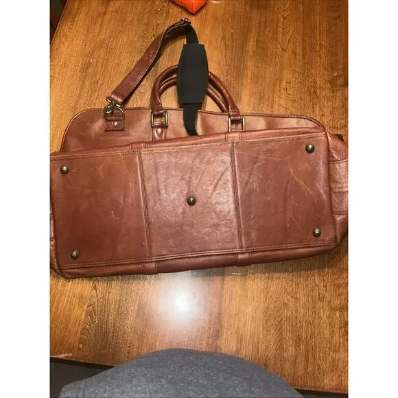 Vintage Leather Travel Bag Overnight Bag Soft Made In Columbia Satchel Large - Picture 2 of 7